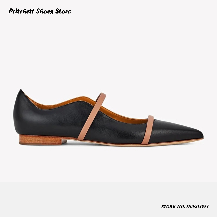 Men Shoes Size - Women's Dual-straps Leather Ballet Flats Pointed