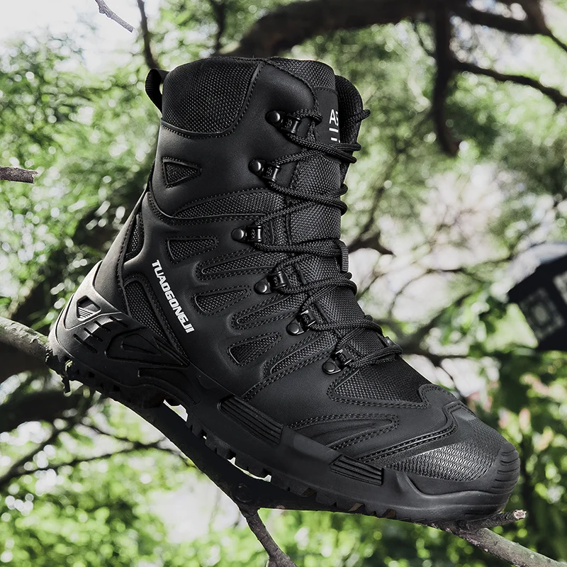 Men'S Shoes No Laces - Men's Outdoor Hiking Tactical Boots Ankle