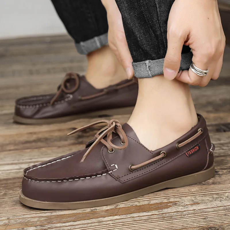 Genuine Leather Loafers Luxury - Boat Shoe Leather 评论和价格