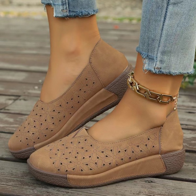 Spring Autumn Women Flats Plat - Boat Shoe Leather 评论和价格