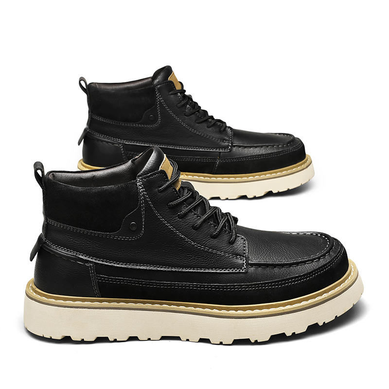 Men Brown Fleece Lined Warm Hi - Men'S Shoes No Laces 评论和价格